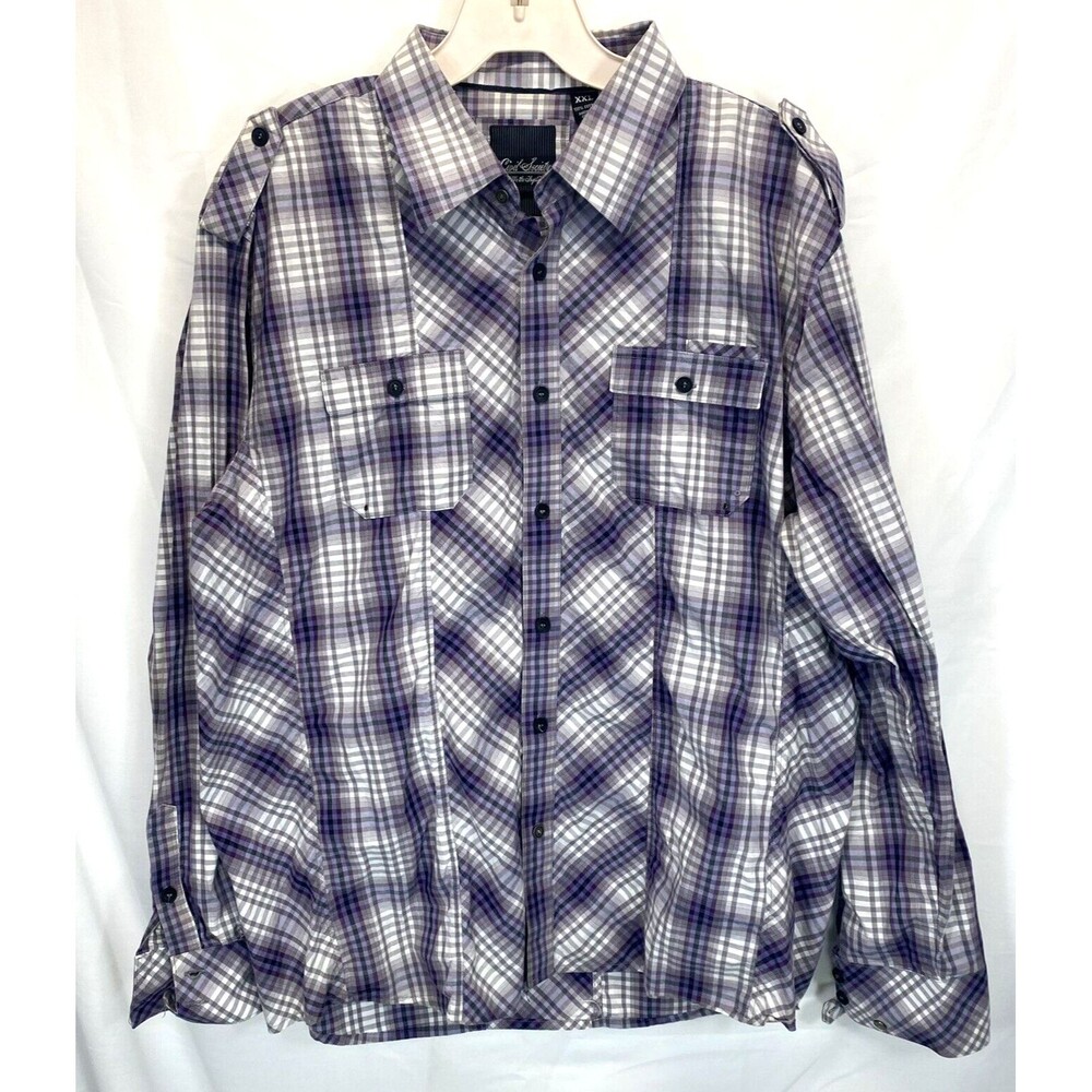 Civil Society We the People Sz 2XL Purple Plaid Long Sleeve ButtonUp Dress Shirt